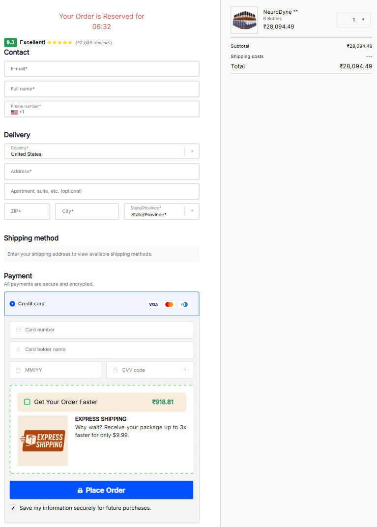 NeuroDyne order form